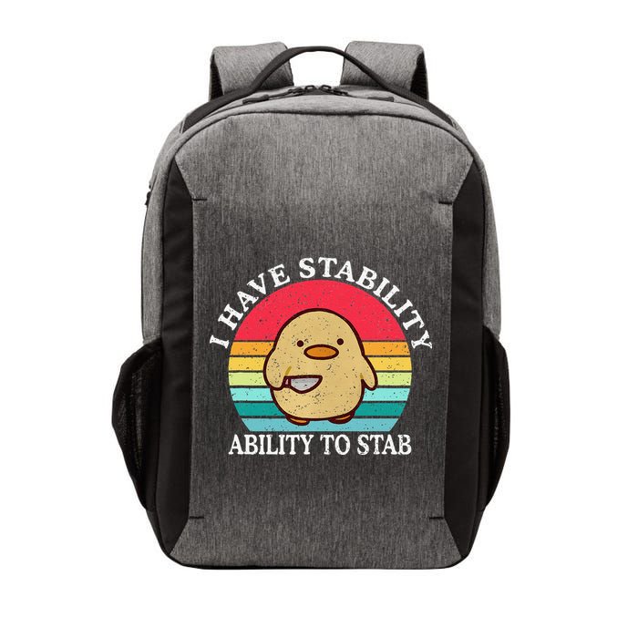 I Have Stability Ability To Stab Meme Funny Duck Retro Vector Backpack