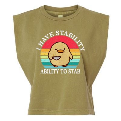 I Have Stability Ability To Stab Meme Funny Duck Retro Garment-Dyed Women's Muscle Tee