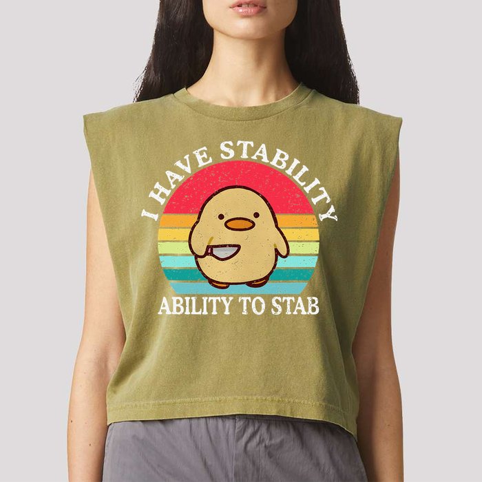 I Have Stability Ability To Stab Meme Funny Duck Retro Garment-Dyed Women's Muscle Tee