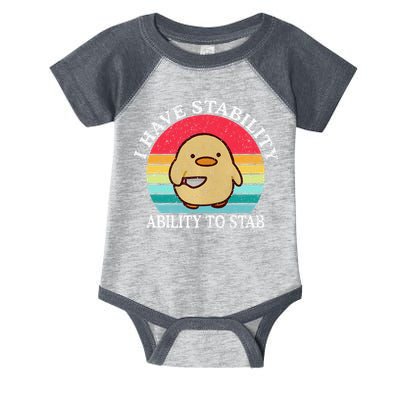 I Have Stability Ability To Stab Meme Funny Duck Retro Infant Baby Jersey Bodysuit