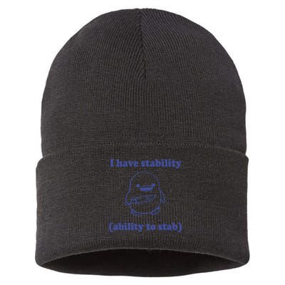 I Have Stability Ability To Stab Funny Sustainable Knit Beanie