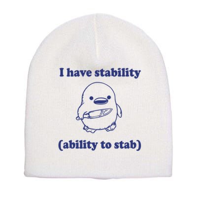 I Have Stability Ability To Stab Funny Short Acrylic Beanie
