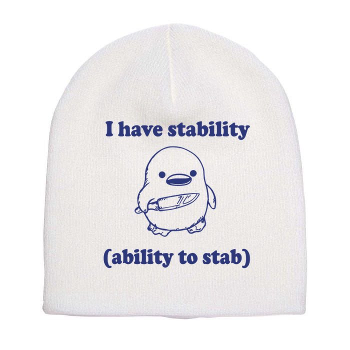I Have Stability Ability To Stab Funny Short Acrylic Beanie