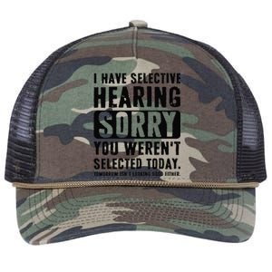 I Have Selective Hearing Sorry You WerenT Selected Funny Retro Rope Trucker Hat Cap