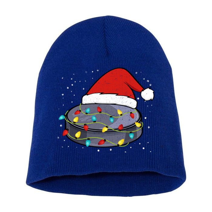 Ice Hockey Santa Christmas Sports Cute Gift Short Acrylic Beanie