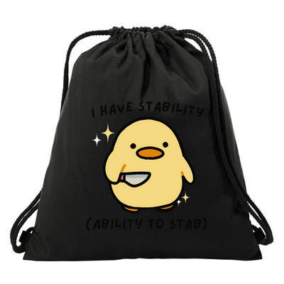 I Have Stability Ability To Stab Funny Cute Duck Drawstring Bag
