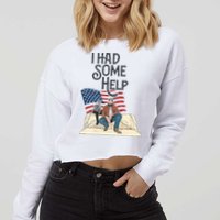 I Had Some Help Malone Post Cropped Pullover Crew