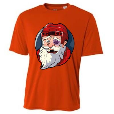 Ice Hockey Santa Claus Goalie Coach Christmas Gift Cooling Performance Crew T-Shirt