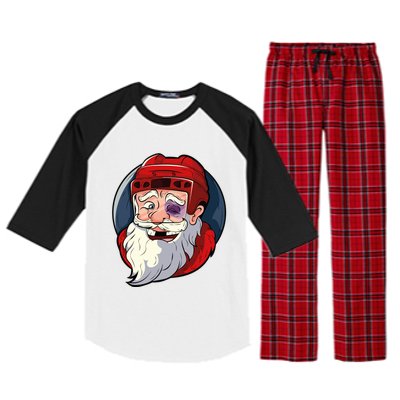 Ice Hockey Santa Claus Goalie Coach Christmas Gift Raglan Sleeve Pajama Set