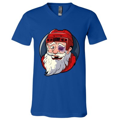 Ice Hockey Santa Claus Goalie Coach Christmas Gift V-Neck T-Shirt