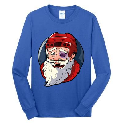 Ice Hockey Santa Claus Goalie Coach Christmas Gift Tall Long Sleeve T-Shirt