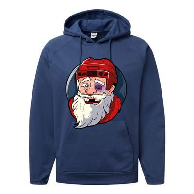 Ice Hockey Santa Claus Goalie Coach Christmas Gift Performance Fleece Hoodie