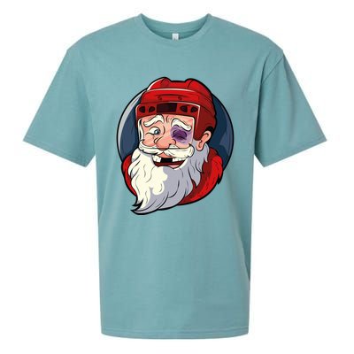 Ice Hockey Santa Claus Goalie Coach Christmas Gift Sueded Cloud Jersey T-Shirt