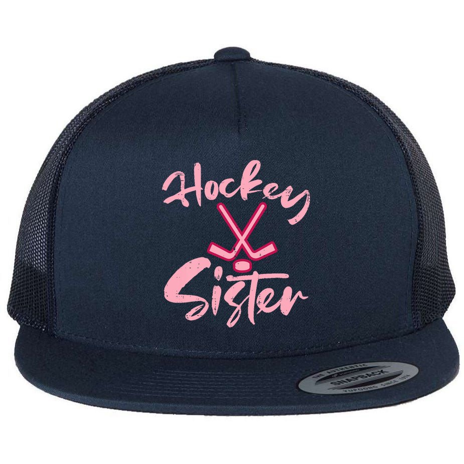 Ice Hockey Sister Fan Wo Girl Flat Bill Trucker Hat