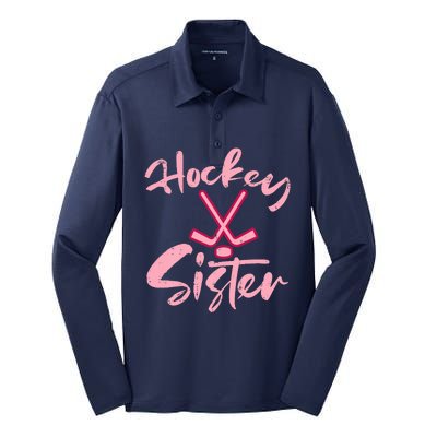 Ice Hockey Sister Fan Wo Girl Silk Touch Performance Long Sleeve Polo