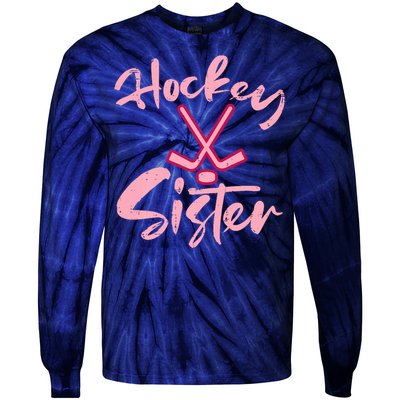 Ice Hockey Sister Fan Wo Girl Tie-Dye Long Sleeve Shirt