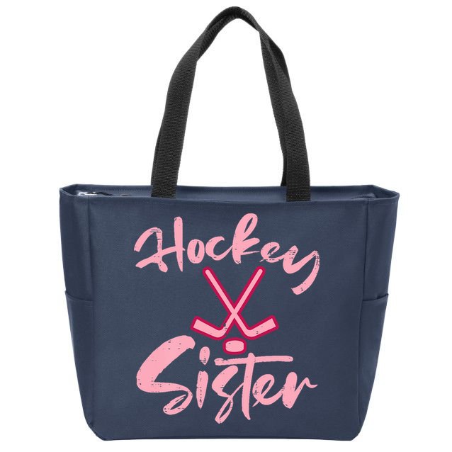 Ice Hockey Sister Fan Wo Girl Zip Tote Bag