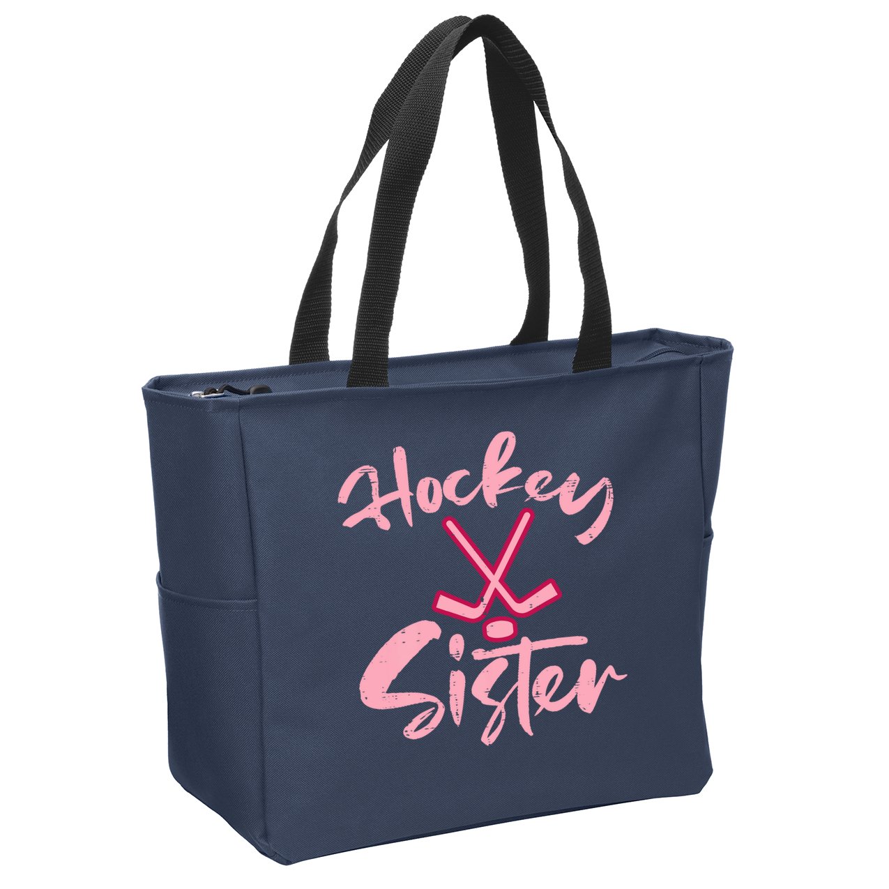 Ice Hockey Sister Fan Wo Girl Zip Tote Bag