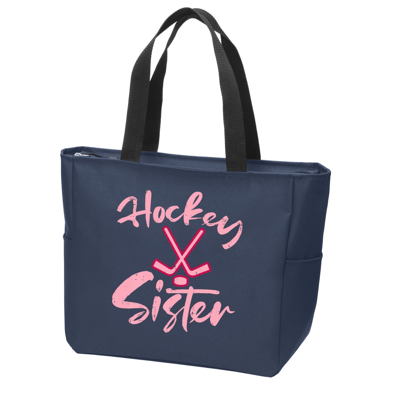 Ice Hockey Sister Fan Wo Girl Zip Tote Bag