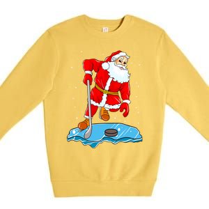 Ice Hockey Santa Claus Christmas Player Coach Team Dad Gift Premium Crewneck Sweatshirt