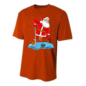 Ice Hockey Santa Claus Christmas Player Coach Team Dad Gift Performance Sprint T-Shirt