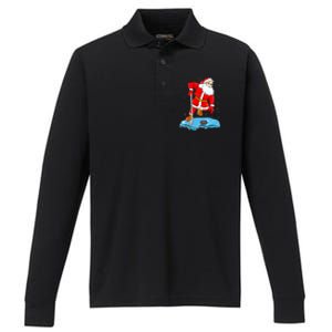 Ice Hockey Santa Claus Christmas Player Coach Team Dad Gift Performance Long Sleeve Polo