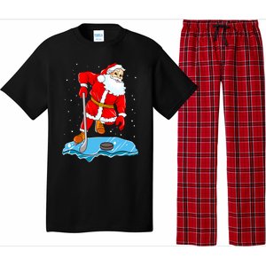 Ice Hockey Santa Claus Christmas Player Coach Team Dad Gift Pajama Set