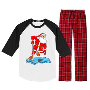 Ice Hockey Santa Claus Christmas Player Coach Team Dad Gift Raglan Sleeve Pajama Set