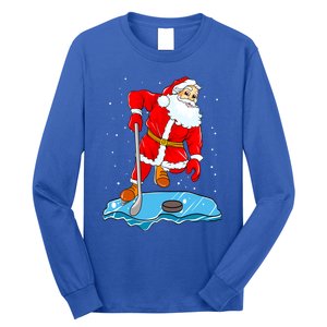 Ice Hockey Santa Claus Christmas Player Coach Team Dad Gift Long Sleeve Shirt