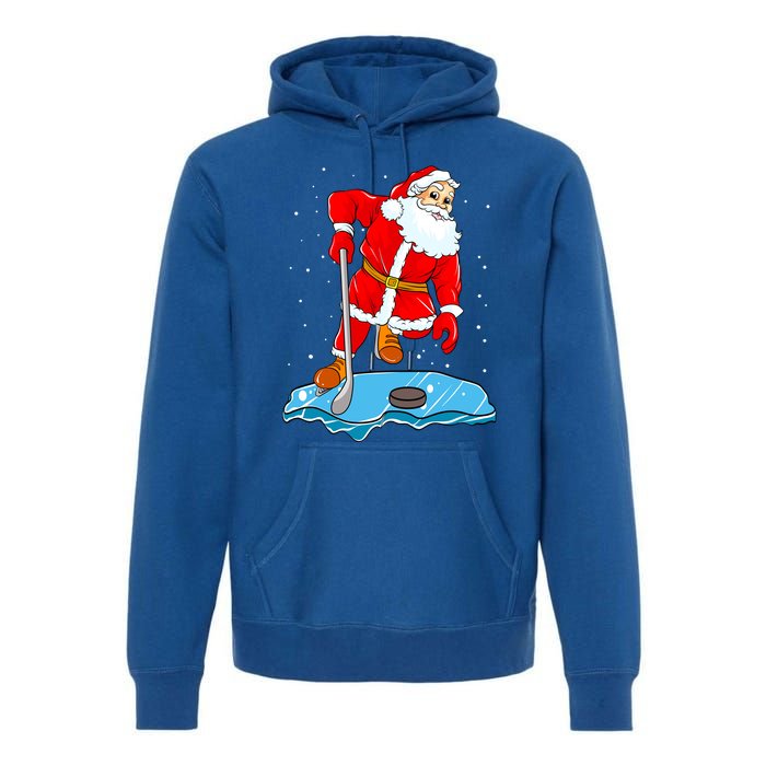 Ice Hockey Santa Claus Christmas Player Coach Team Dad Gift Premium Hoodie