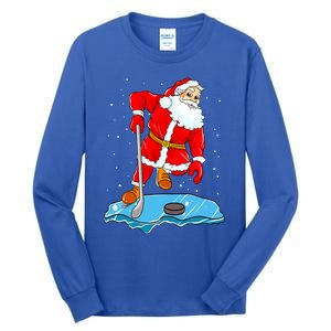 Ice Hockey Santa Claus Christmas Player Coach Team Dad Gift Tall Long Sleeve T-Shirt