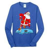 Ice Hockey Santa Claus Christmas Player Coach Team Dad Gift Tall Long Sleeve T-Shirt