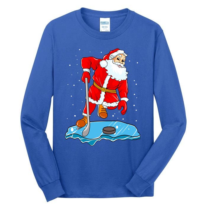 Ice Hockey Santa Claus Christmas Player Coach Team Dad Gift Tall Long Sleeve T-Shirt