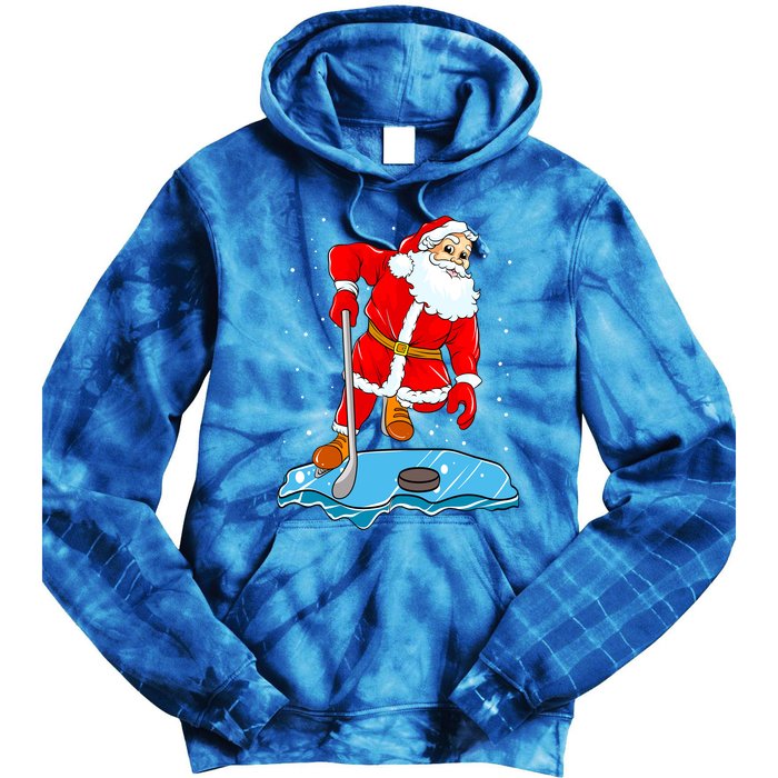 Ice Hockey Santa Claus Christmas Player Coach Team Dad Gift Tie Dye Hoodie