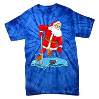 Ice Hockey Santa Claus Christmas Player Coach Team Dad Gift Tie-Dye T-Shirt