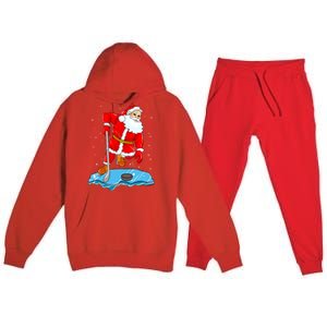 Ice Hockey Santa Claus Christmas Player Coach Team Dad Gift Premium Hooded Sweatsuit Set