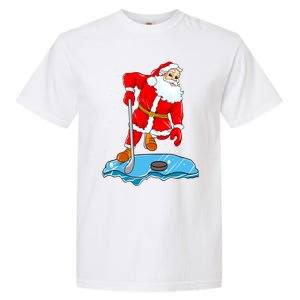 Ice Hockey Santa Claus Christmas Player Coach Team Dad Gift Garment-Dyed Heavyweight T-Shirt