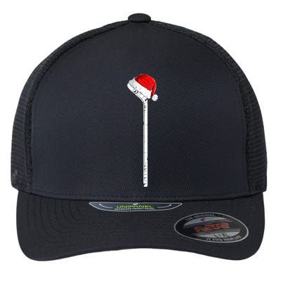 Ice Hockey Stick Santa Hat Christmas Gift Flexfit Unipanel Trucker Cap