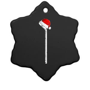 Ice Hockey Stick Santa Hat Christmas Gift Ceramic Star Ornament