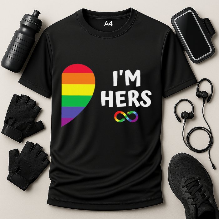 Im Hers Shes Mine Matching For Pride Lesbian Couples Lgbtq Cooling Performance Crew T-Shirt