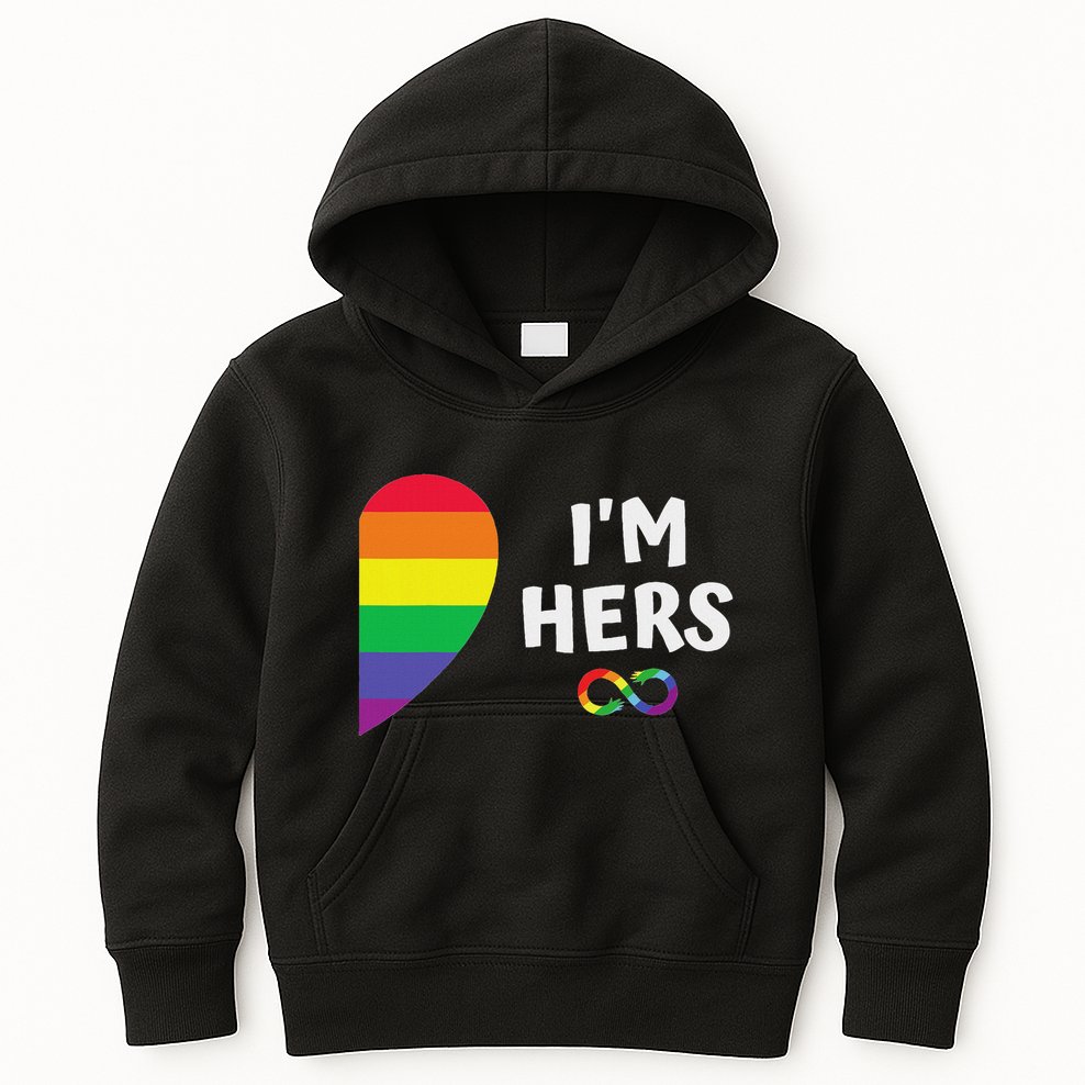 Im Hers Shes Mine Matching For Pride Lesbian Couples Lgbtq Kids Hoodie