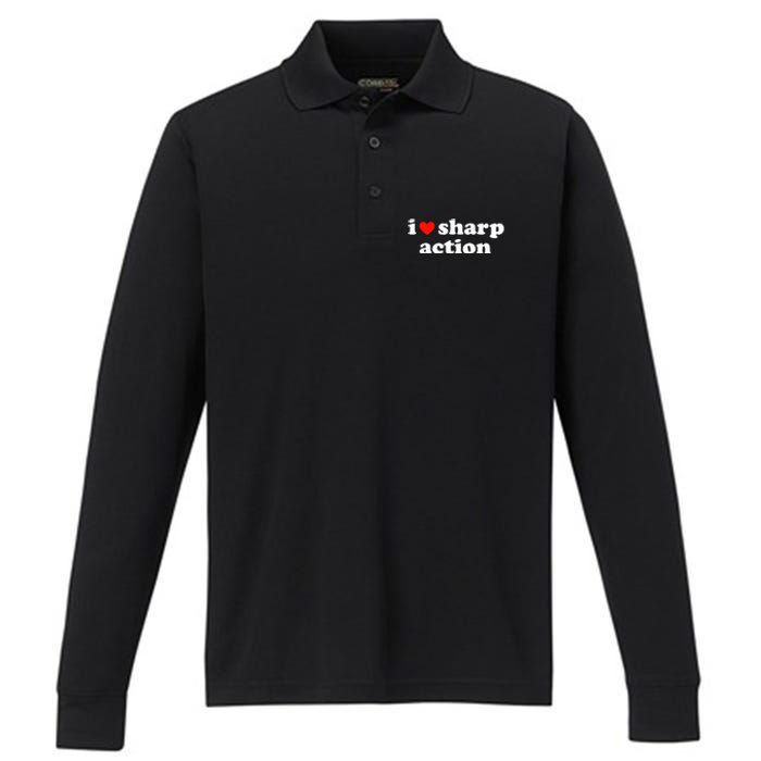 I Heart Sharp Action Performance Long Sleeve Polo