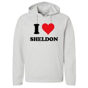 I Heart Sheldon First Name Performance Fleece Hoodie