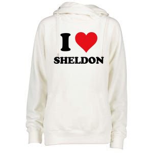 I Heart Sheldon First Name Womens Funnel Neck Pullover Hood