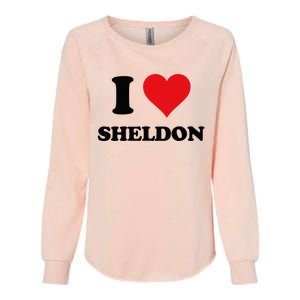 I Heart Sheldon First Name Womens California Wash Sweatshirt