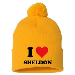 I Heart Sheldon First Name Pom Pom 12in Knit Beanie