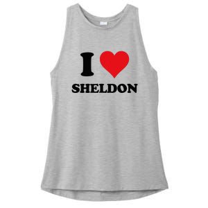 I Heart Sheldon First Name Ladies PosiCharge Tri-Blend Wicking Tank