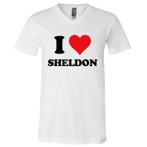 I Heart Sheldon First Name V-Neck T-Shirt