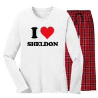 I Heart Sheldon First Name Women's Long Sleeve Flannel Pajama Set 