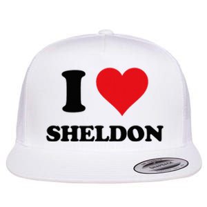 I Heart Sheldon First Name Flat Bill Trucker Hat